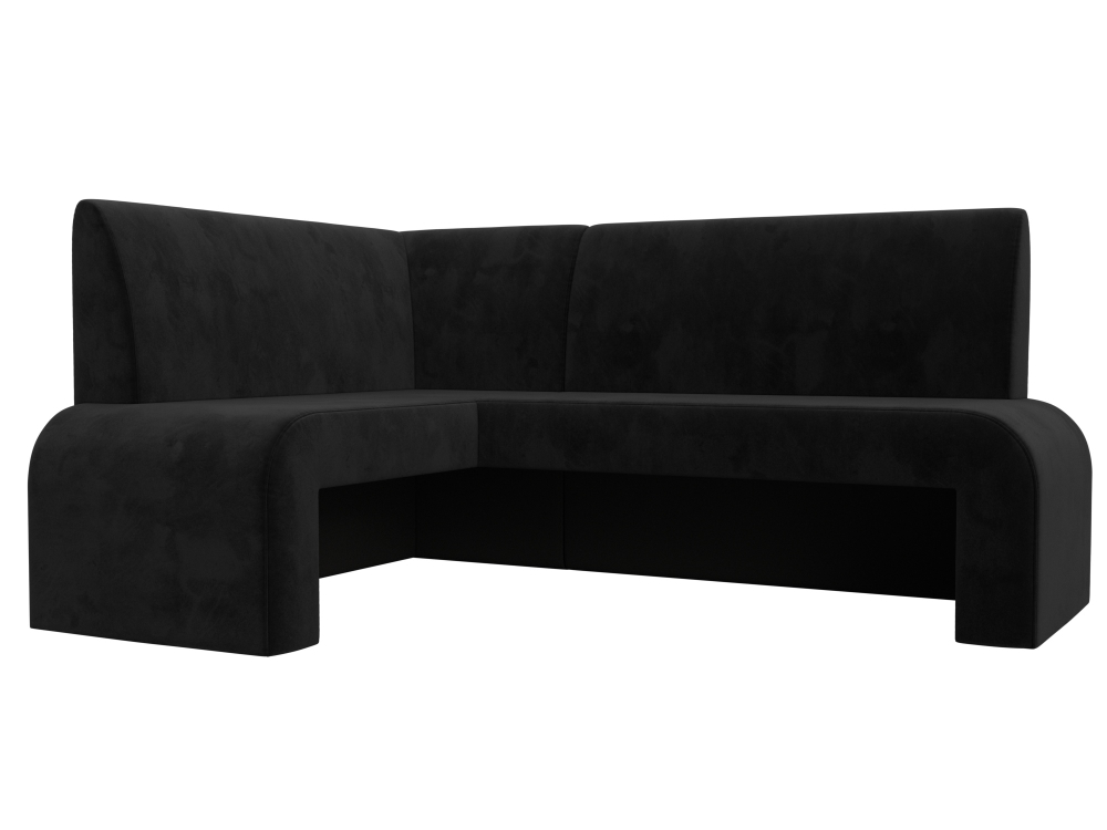 Диван кухонный угловой Кармен левый угол, Черный, Велюр, 126133L