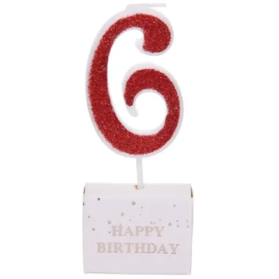 Свеча для торта Цифра Иллюзия «6» 9,5 см, красный