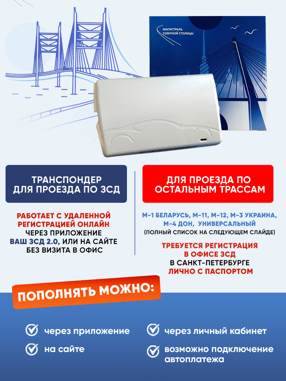 Транспондер "Магистраль Северной Столицы" + Zip пакет