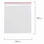 Пакеты с замком (гриппер), комплект 100 шт., 100х100 мм, ПВД, толщина 35 микрон, BRAUBERG, 606210