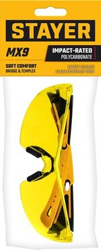 STAYER MX-9, открытого типа, желтые, защитные очки с двухкомпонентными дужками (110491)