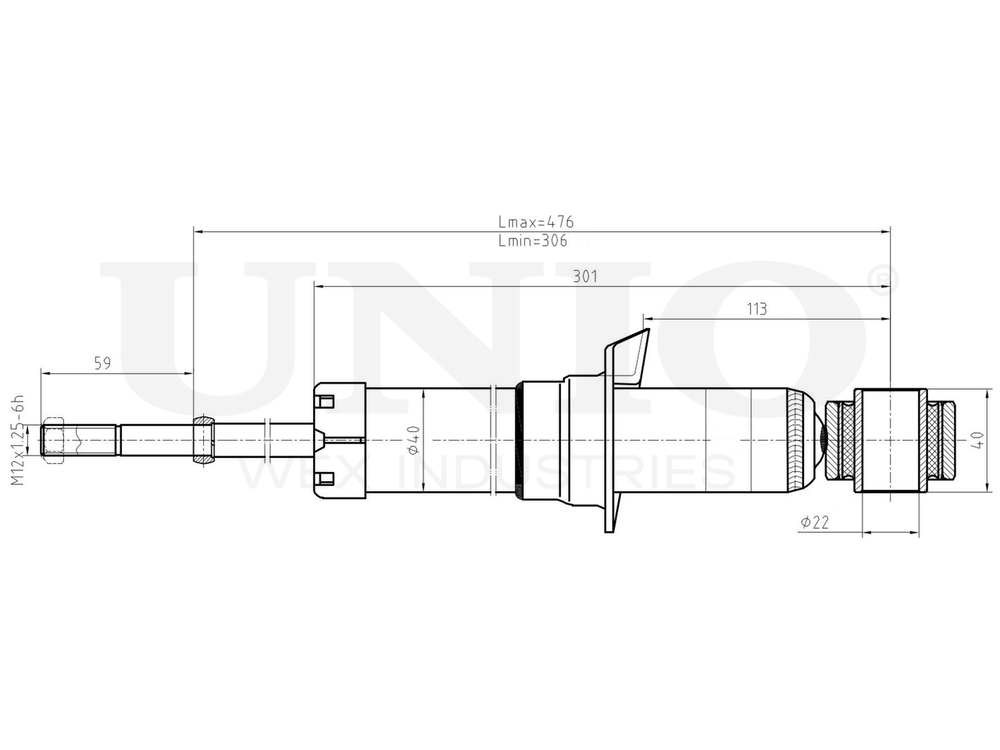 Амортизатор газовый задней подвески UNIO SAB-10544