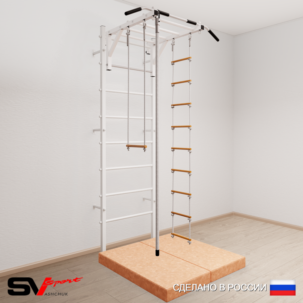 Шведская стенка Sv Sport 5364 (Турник рукоход/Канат/Лестница/Трапеция/Мат 1м)