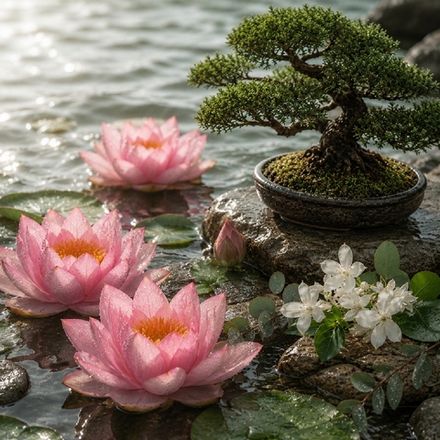 Цветок лотоса и кипарис (Waterlily & Cypress)