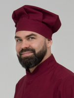 Колпак повара кондитера бордовый "Вишня"