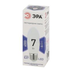 Лампа светодиодная ЭРА STD LED B35-7W-860-E27 7Вт свеча холодный дневной свет Е27 | Лампы cветодиодные Свеча (B/C)