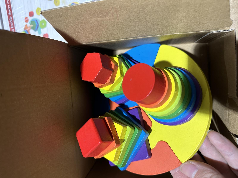 Развивающая игрушка деревянная Сортер на гвоздиках 3 элемента, основа пазл, коробка C-41686