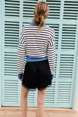 ZARA АТЛАСНЫЕ ШОРТЫ С КРУЖЕВОМ, ЧЕРНЫЙ