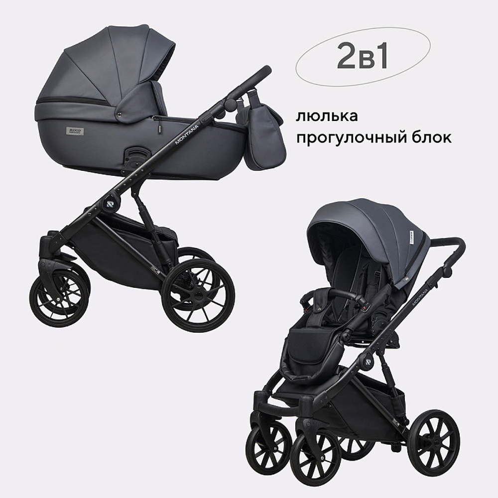 Детская коляска Riko Basic Montana Ecco 2 в 1 24 Graphite