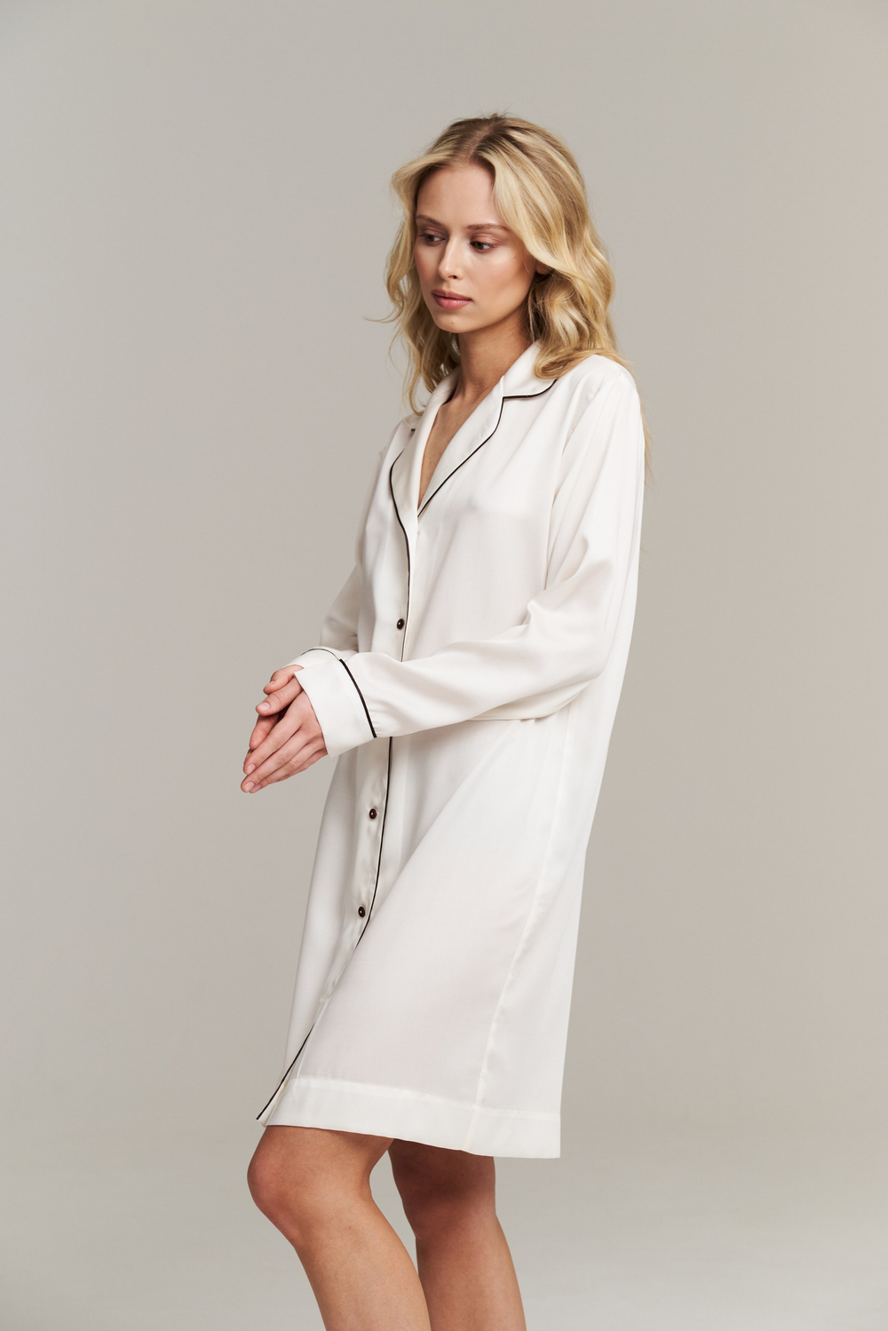 Пижамная блуза с кантом удлиненная