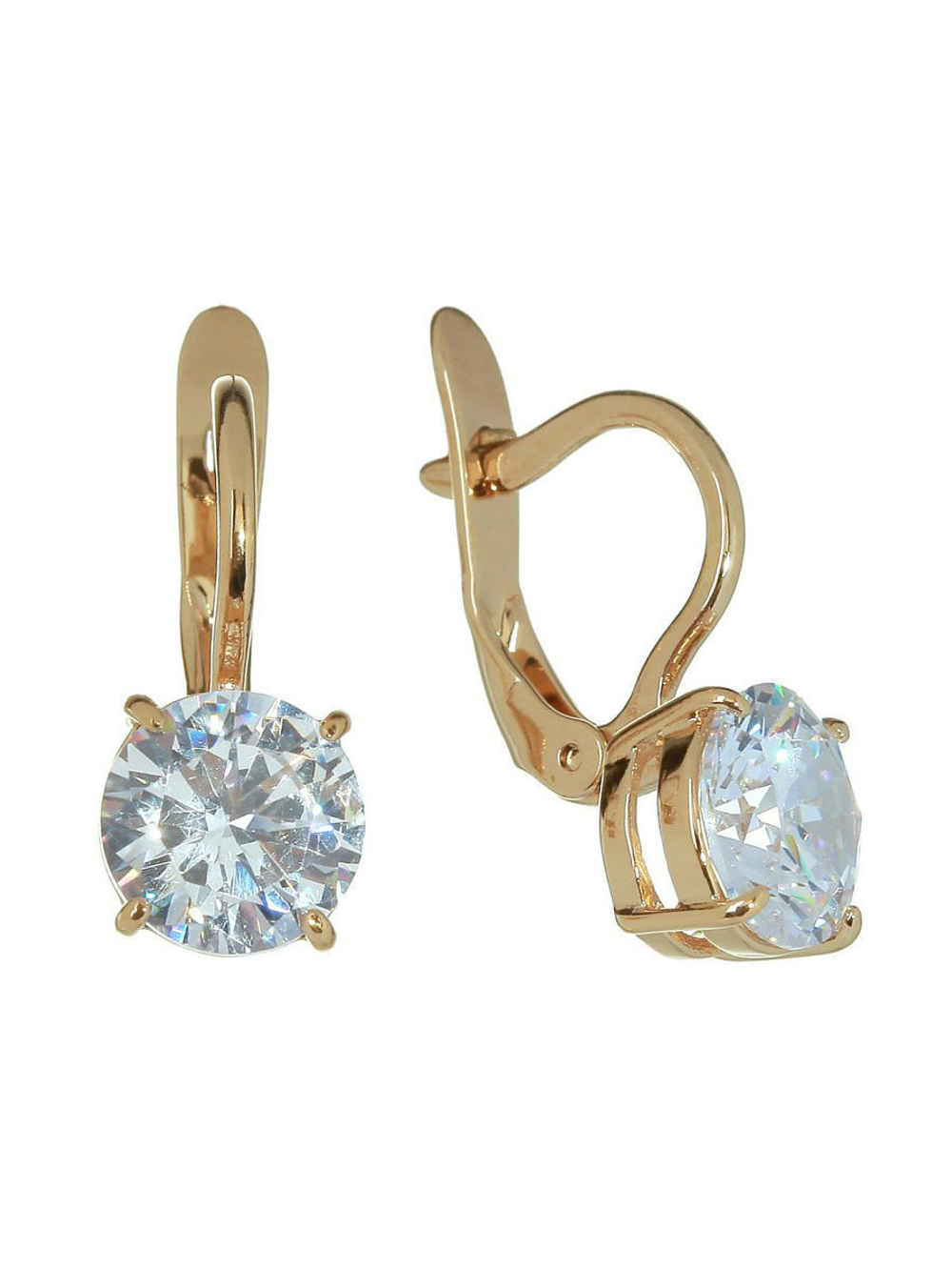 "Нафа" серьги в золотом покрытии из коллекции "Циркония" от Jenavi  с английским замком