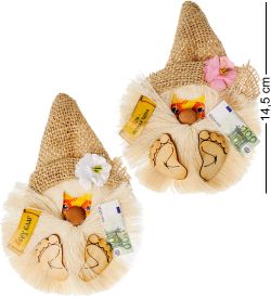 DO-403 Домовик магнит в льняном колпаке мал. 2шт