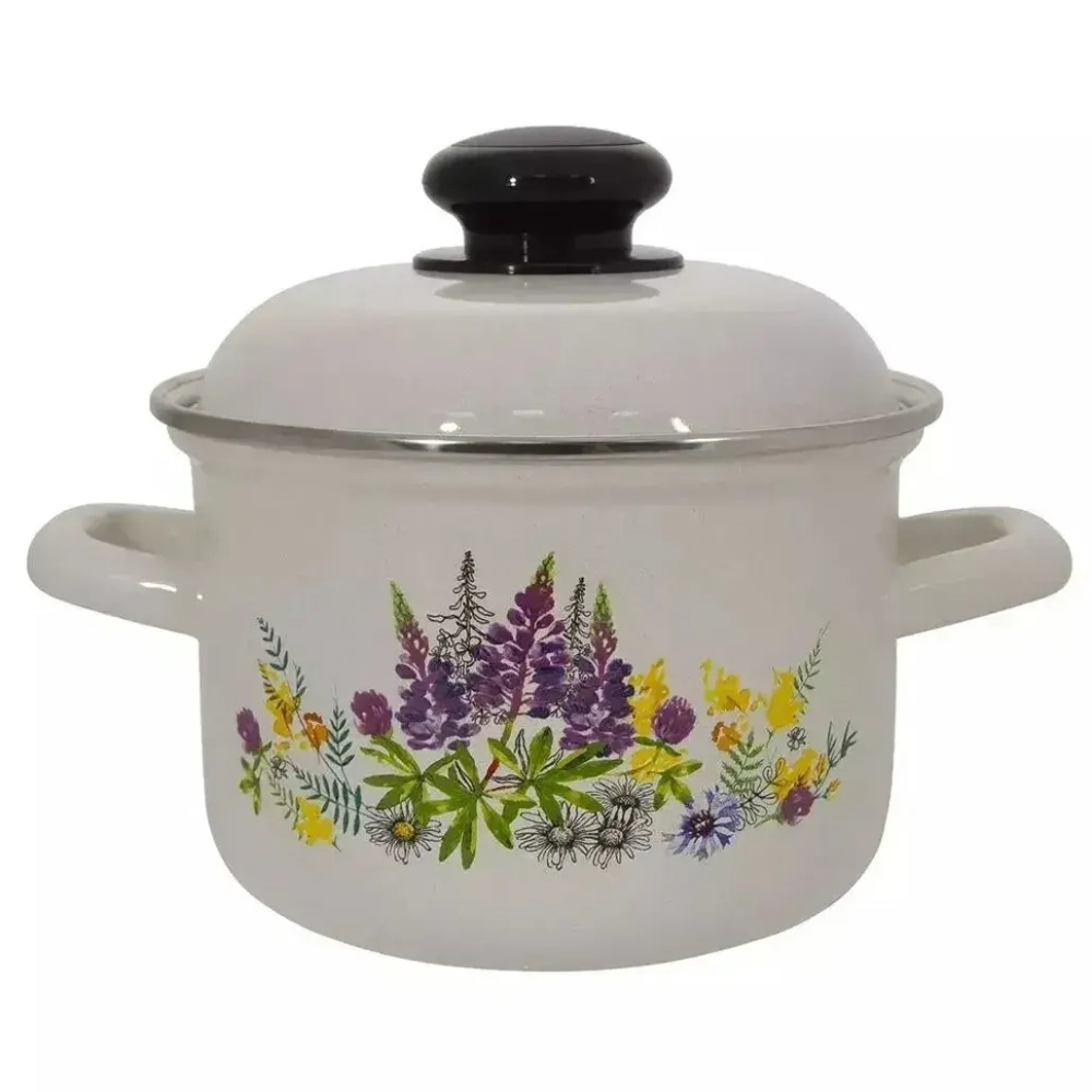 Кастрюля эмал 1,5л 16084АП2 Люпины