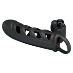 Черная насадка на пенис с вибропулей Penis Sleeve II - 18,8 см. (Цвет: черный)