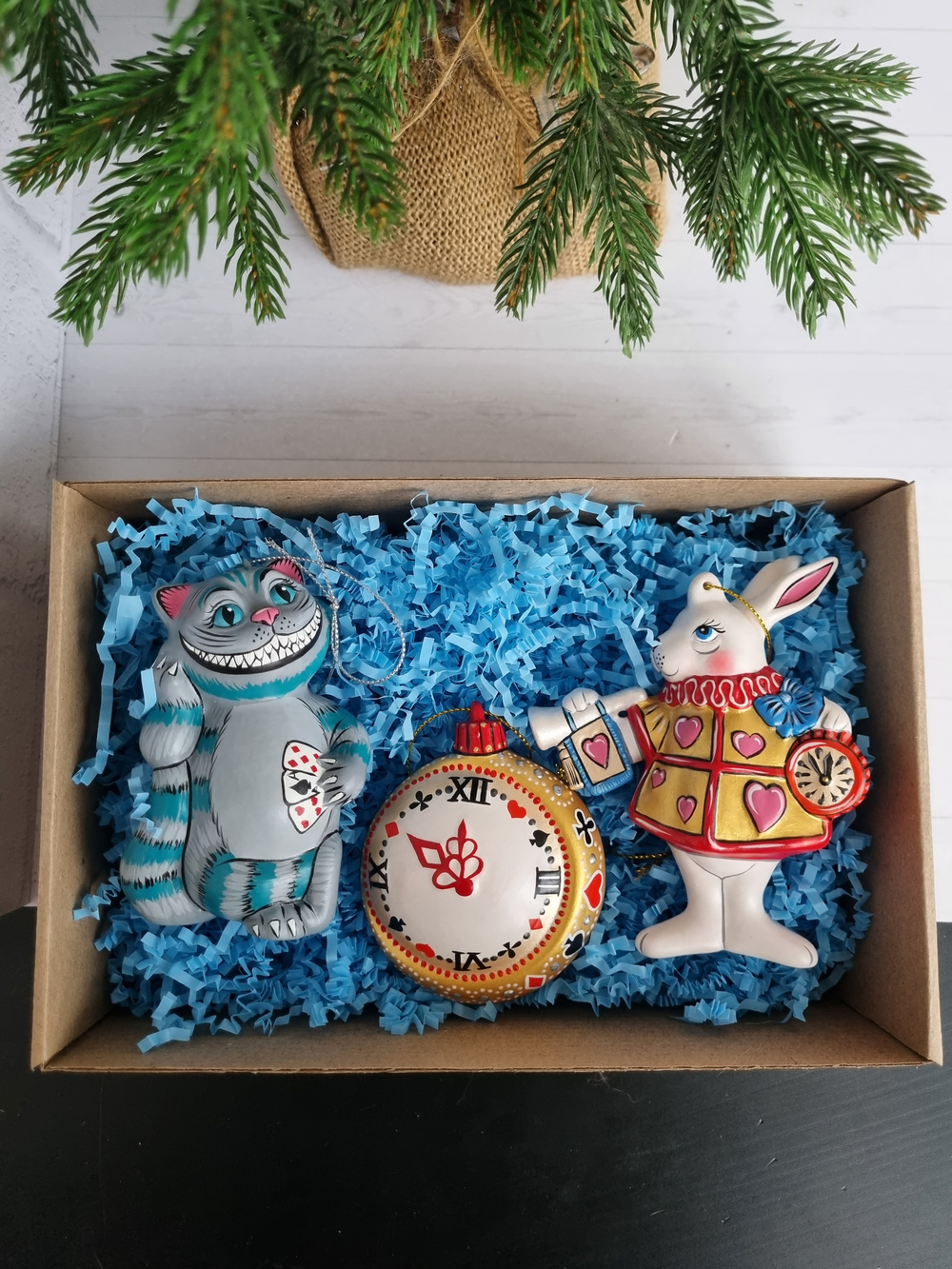 Набор игрушек чеширский кот, часы и кролик из Алисы