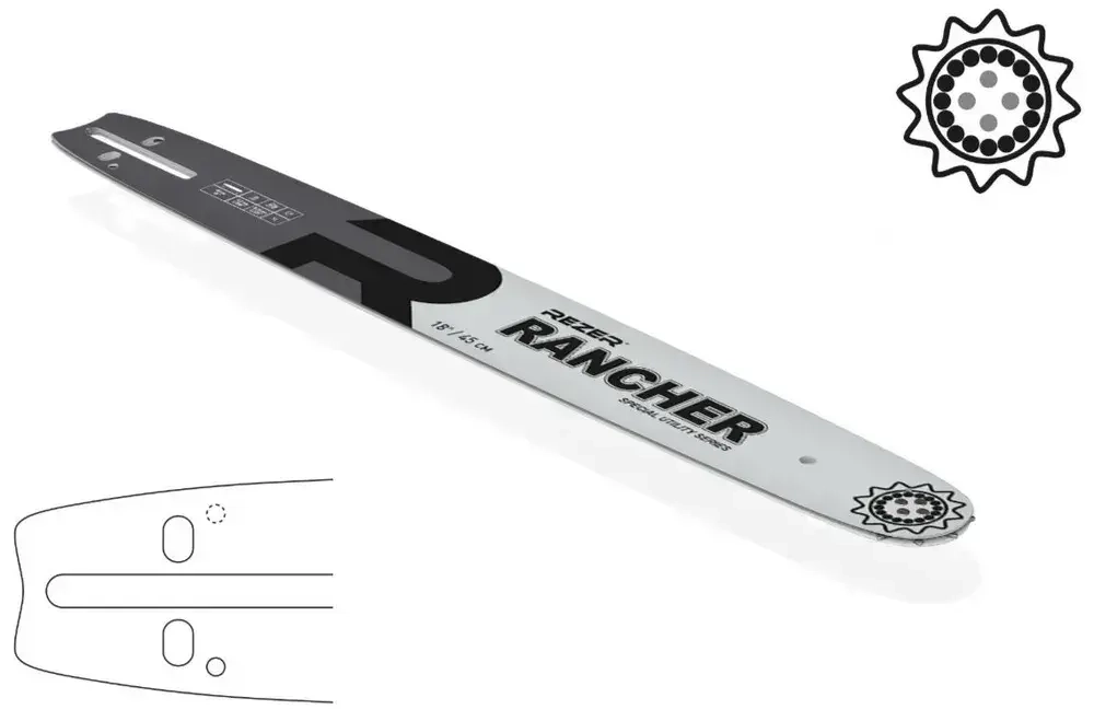 Rezer Rancher Набор шина +2 цепи для бензопилы Carver 45-18, Champion 254, Forward, Patriot, Парма 2М