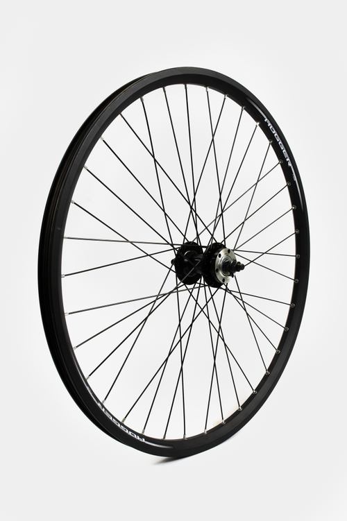 Колесо переднее 26" HOGGER ал. двойной обод пистон. черн., D гайка, черн. сп. черный 14311