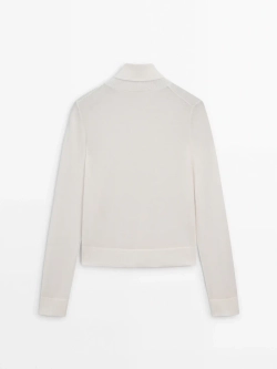 Massimo Dutti Свитер с высоким воротником, натуральный, кремовый