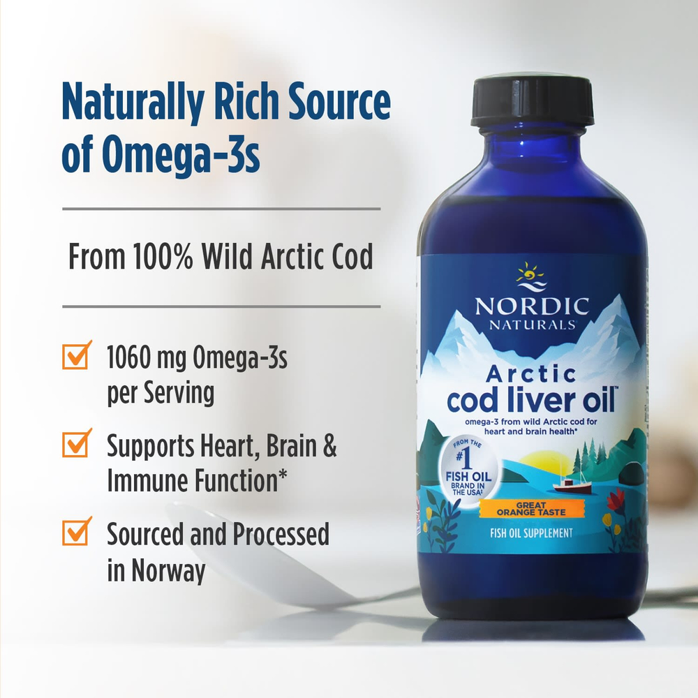 Nordic Naturals, Arctic Cod Liver Oil™, со вкусом апельсина, 1060 мг, 473 мл (16 жидк. унций)