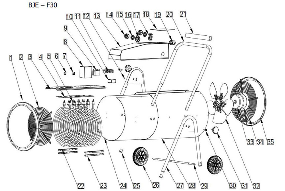 Пушка тепловая электрическая TOR BJE-F30 - [30 кВт / 380V]