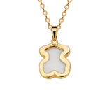 Латунная цепочка с Подвеской "Мишка из белой керамики", gold