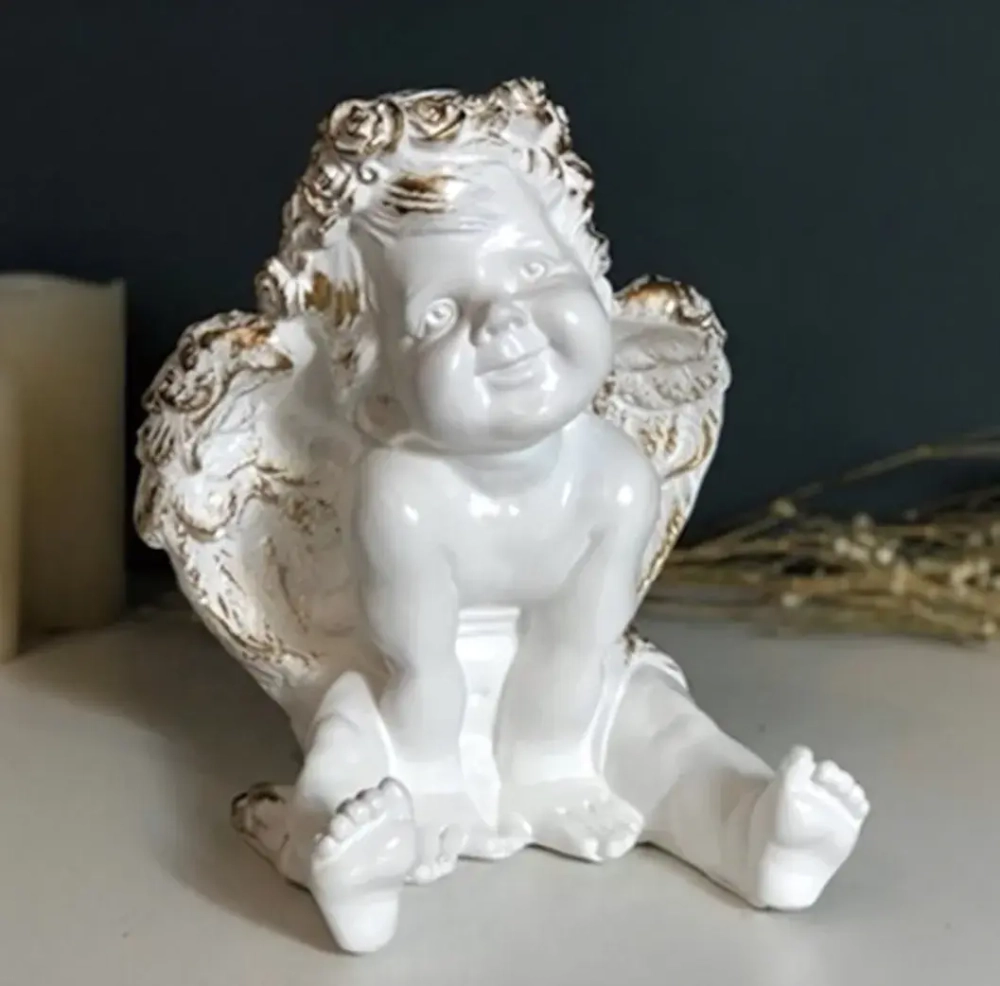 Статуэтка из гипса «Ангел счастливый» 24см позолота