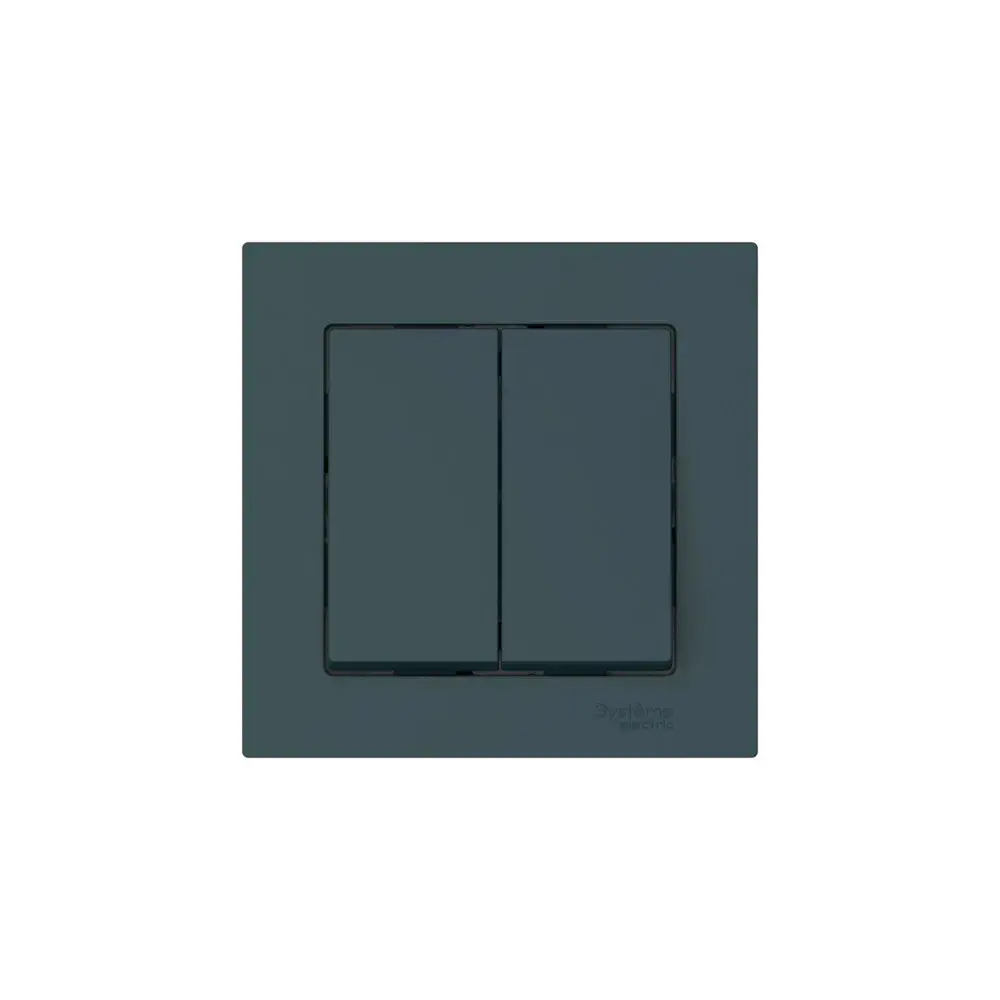 ATLASDESIGN 2-клавишный ВЫКЛЮЧАТЕЛЬ, сх.5, 10АХ, в сборе, быстрозажим. клем., ИЗУМРУД