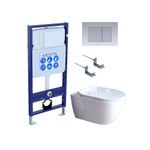 Унитаз подвесной с инсталляцией Aquatek Поларис SET AQUATEK ПОЛАРИС-01-011 4в1 белый/кнопка хром матовый, безободковый, с крышкой микролифт