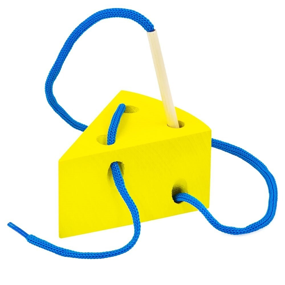 Шнуровка Сыр, развивающая игрушка для детей, обучающая игра из дерева