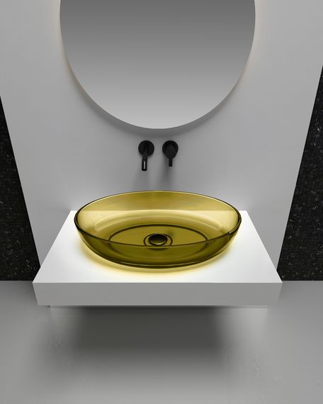 Раковина накладная прозрачная ABBER Kristall AT2801Vesuvian оливковая