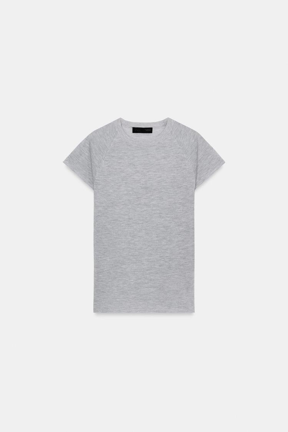 ZARA ТОП ИЗ УЛЬТРАТОНКОГО ТРИКОТАЖА, СЕРЫЙ МЕЛАНЖ