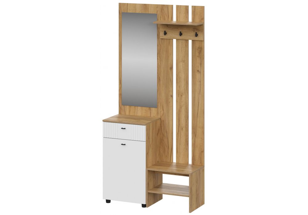 Готовая прихожая Эдолина 1 дуб золотой / белый матовый