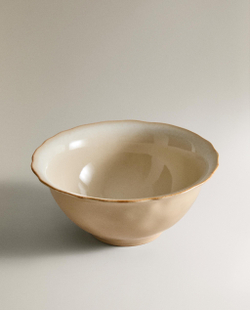 Zara Home блюдо сервировочное из каменной керамики, цвет кремовый, 26.5 см