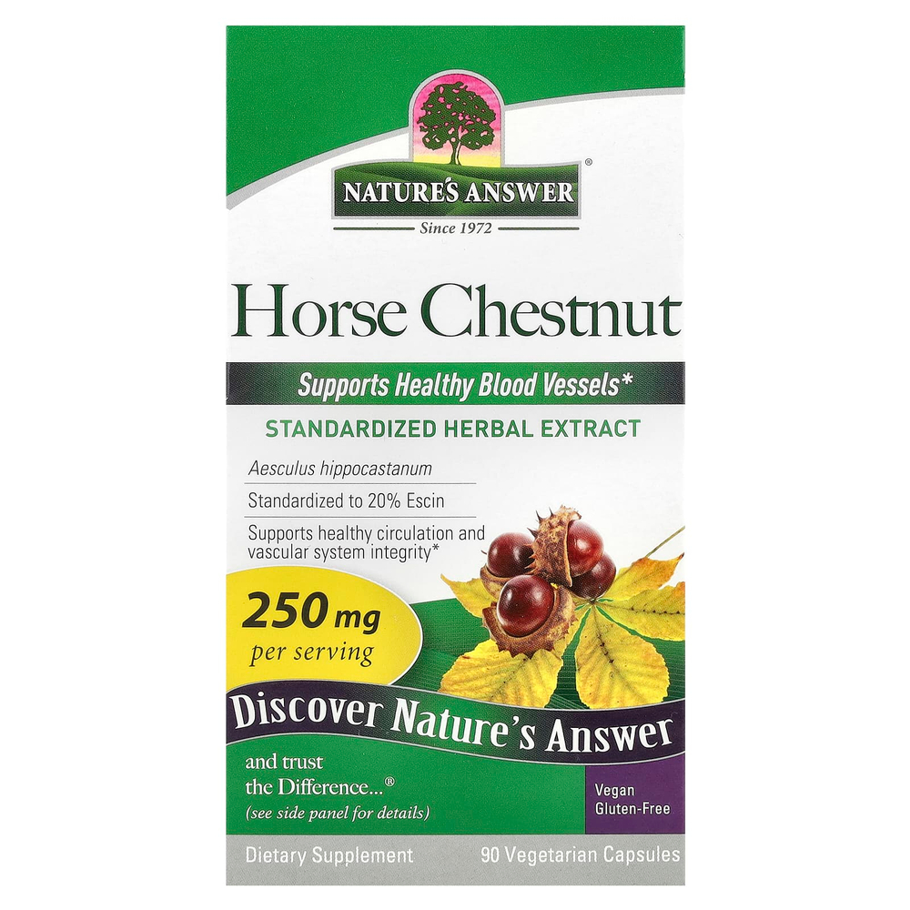 Nature's Answer, Конский каштан, 250 мг, 90 вегетарианских капсул