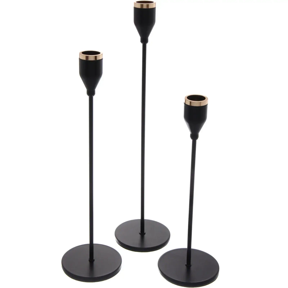 Подсвечники «ENGLISH STYLE» 9*22/27/33 см (набор 3 шт), Черный