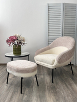 Кресло М-City DISAUR Сион (Sion) 3018-01 Белый, 3018-10 Бежевый, Шенилл, Черный каркас