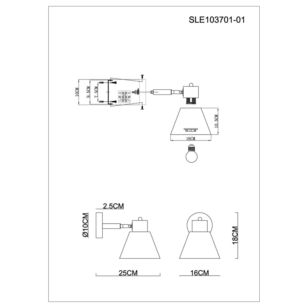 SLE103701-01 Светильник настенный Светлое дерево, Белый/Белый E27 1*60W