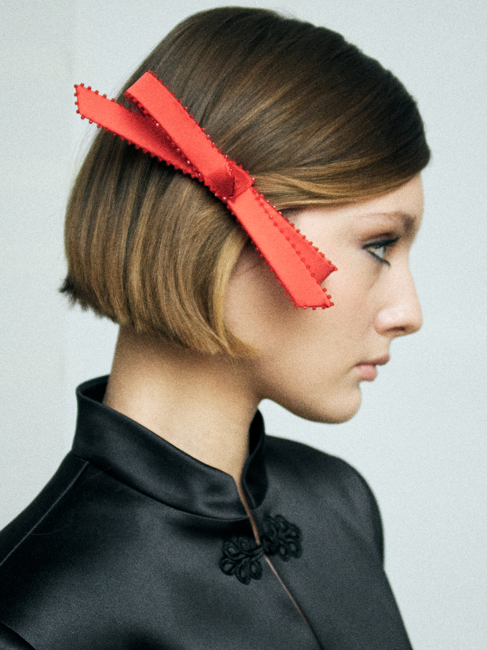 Бант "Стрекоза" красный с декором