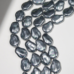 Хрустальный жемчуг в форме вытянутой монетки, темно-серый, 24*17мм