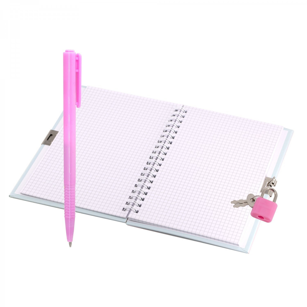 Блокнот в футляре, 17,5 см * 19,5 см, гребень, Alingar, мат.ламин, ручка, замочек, клетка, 46 л., "Мишка-модница", сиреневый