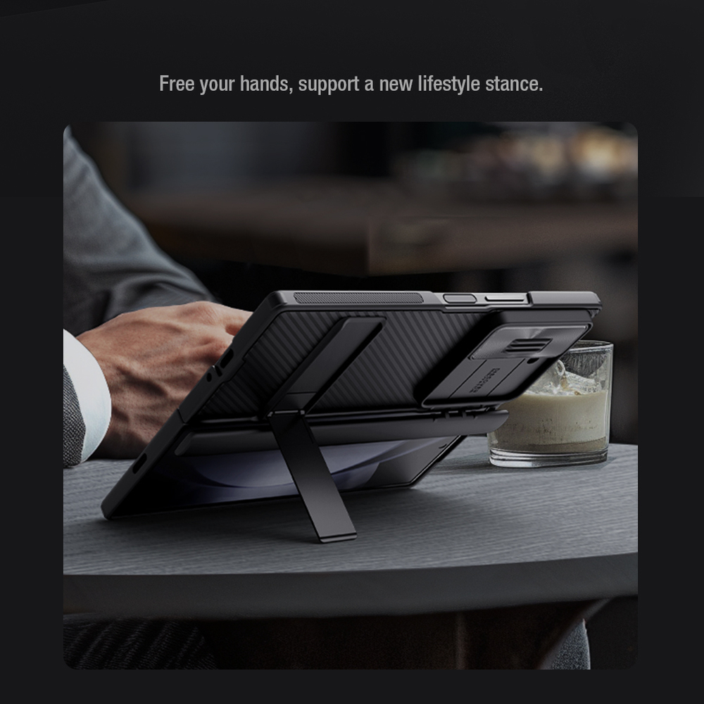 Усиленный чехол с защитной шторкой для камеры от Nillkin для Samsung Galaxy Z Fold 6 5G, серия CamShield Fold Case-Bracket Version (версия с подставкой)