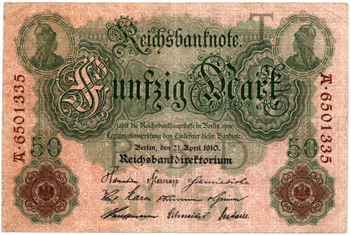 Банкнота 50 марок 1910 год Германская Империя
