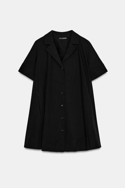 ZARA КОРОТКОЕ ПЛАТЬЕ ИЗ ПОПЛИНА — ZW COLLECTION, ЧЕРНЫЙ
