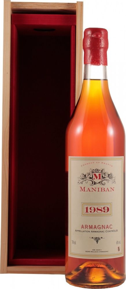 Арманьяк Castarede Maniban Armagnac AOC 1989 wooden box, 0.7 л.