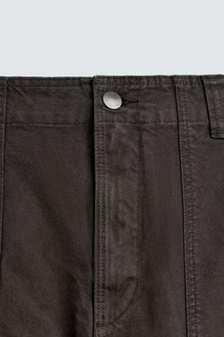 ZARA БРЮКИ STRAIGHT FIT С ЭФФЕКТОМ ПОТЕРТОСТИ, ТЕМНО-СЕРЫЙ