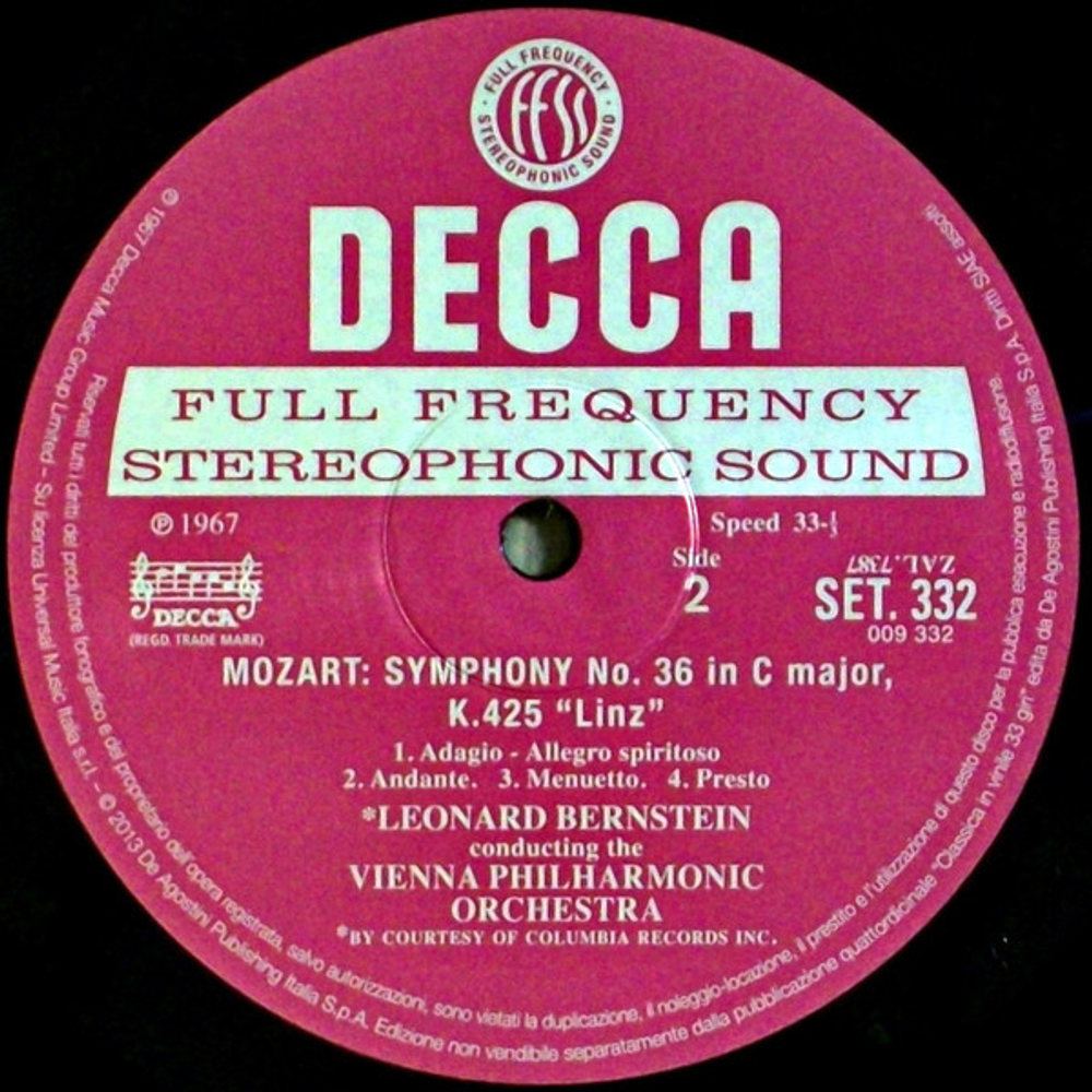 Leonard Bernstein, Vienna Philharmonic Orchestra / Mozart: Symphony No. 36 "Linz" K.425, Piano Concerto No. 15, K.450 (LP)