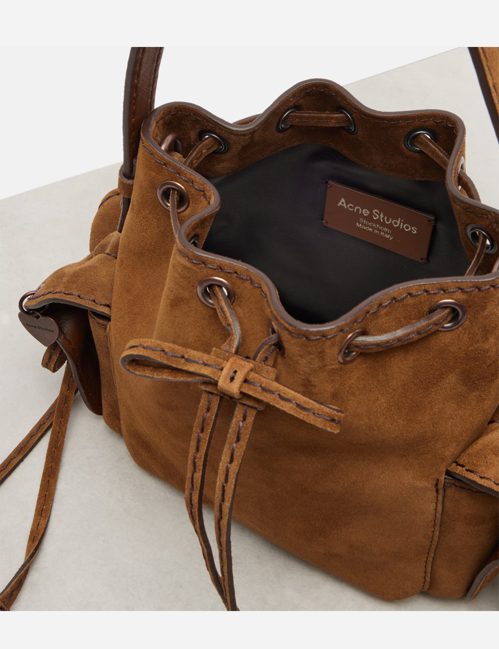 Сумка Acne Studios Multipocket Mini Suede Bucket Bag Cognac Brown