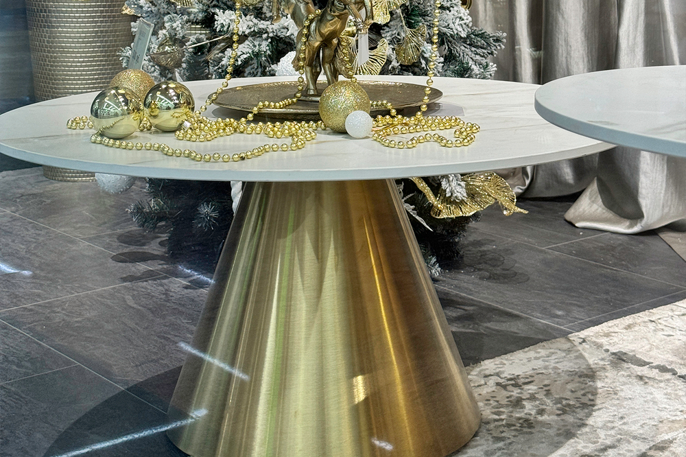 Стол журнальный круглый d80x40см белый с керамогранитной столешницей