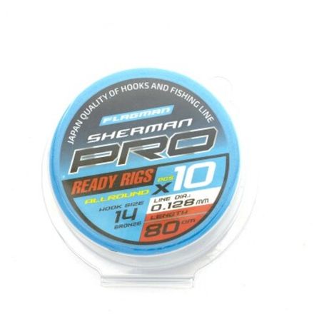 FLAGMAN Поводок готовый Sherman Pro Allround Ready Rigs №14 d0,128мм 80см