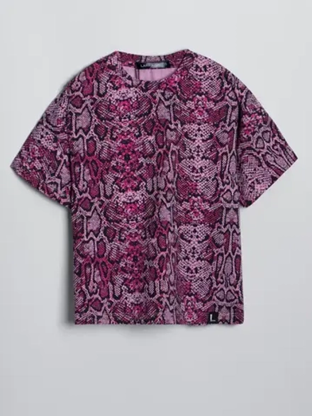 Футболка для девочки оверсайз, принт питон
